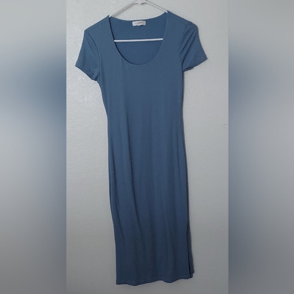 Blue Stretchy Short Sleeve Maxi Dress, NWOT